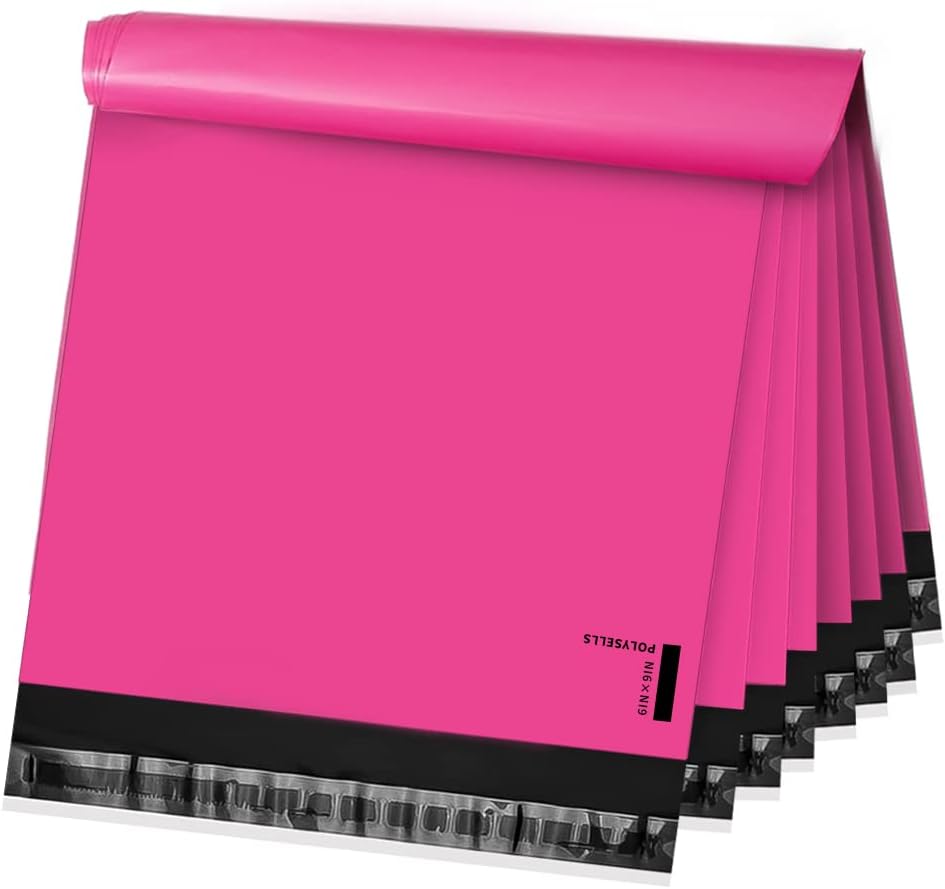 POLYSELLS 100 pcs 6x9 Inches Pink Poly Mailers Shipping Envelopes, Strong Adhesive Sealing, Waterproof, and Tear-resistant Postal Mailing Bags for Clothing, Books, and Accessories