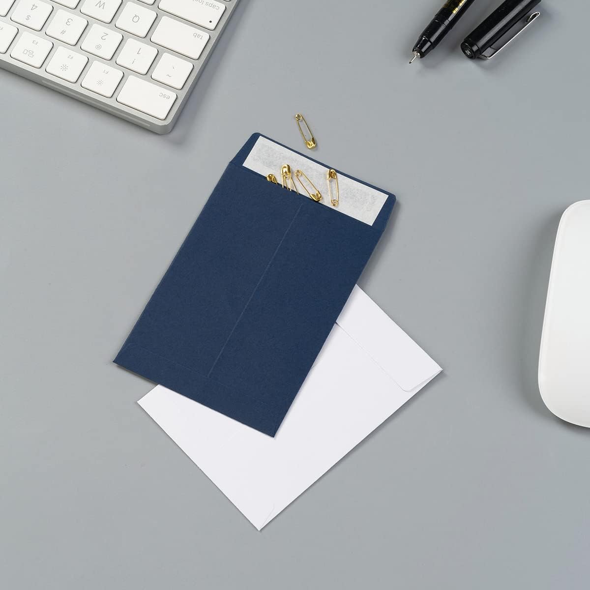 100 Pack Seed Envelopes Self-Adhesive Small Coin Envelopes Seed Storage Packets for Garden, Office or Wedding Gift (Navy Blue, 3 1/4 ×4 1/2 inches)