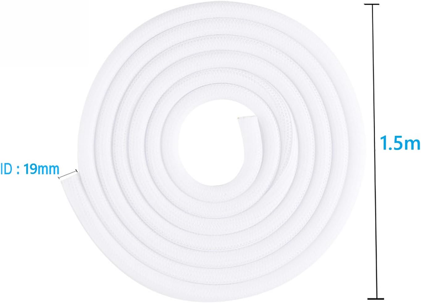 Pet Proof Split Cable Sleeve Organizer - Cord Cover Protector for Desk, Hide Wires from Cats Chewing, Computer Cord Management (3/4inch-5ft, 2Pcs, White)