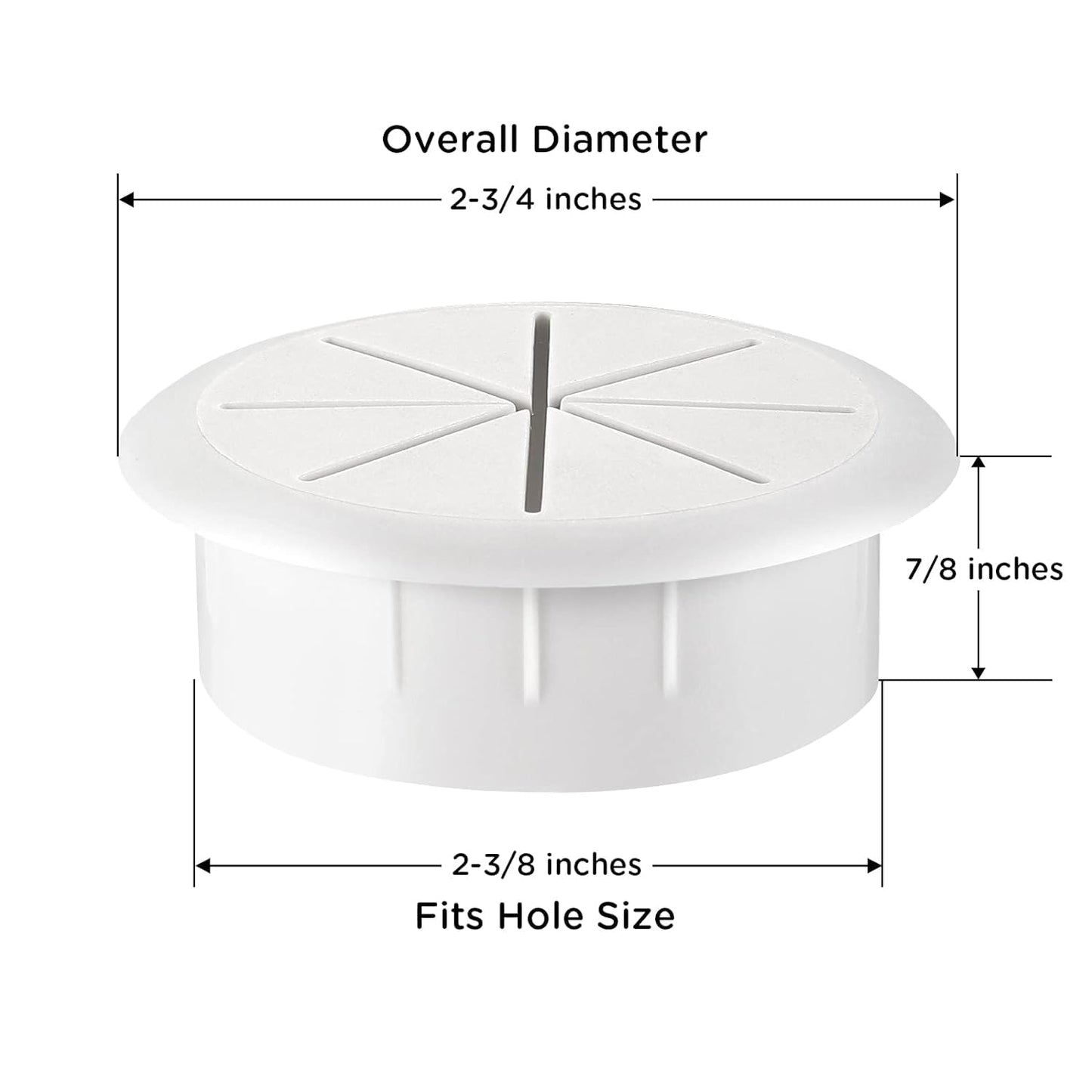 HYCC 5 Pack 2-3/8 Inch Flexible Desk Grommet,Organize Wires and Cables on Office Equipment, Computer Components, Entertainment Systems Effectively - Color: White