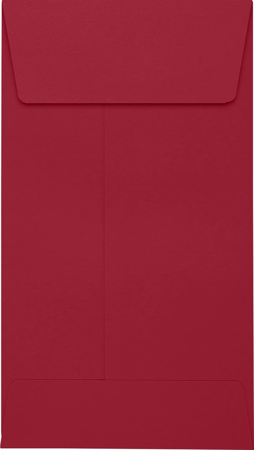 LUXPaper #5 1/2 Coin Envelopes | Peel & Press | 3 1/8" x 5 1/2" | Garnet Red | 80lb. Text | 250 Qty