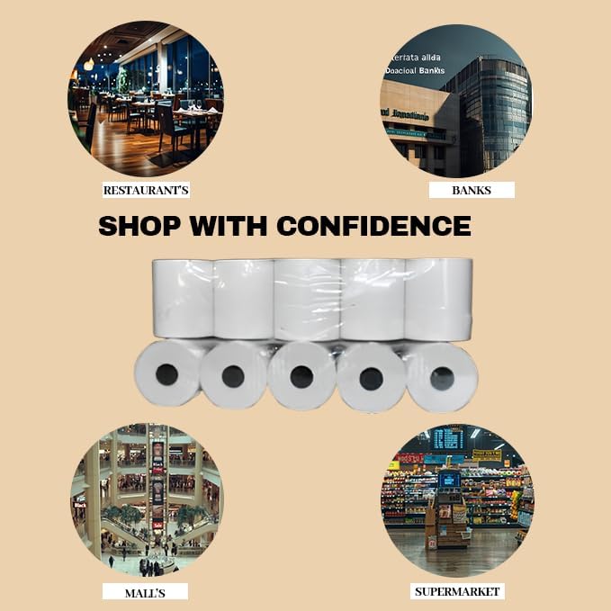 (50 Rolls) 3 1/8 x 230 Thermal Paper Receipt Rolls – BPA-Free Thermal Printer Paper for POS Systems, Registers, and Credit Card Machines – Reliable and Smudge-Free Performance