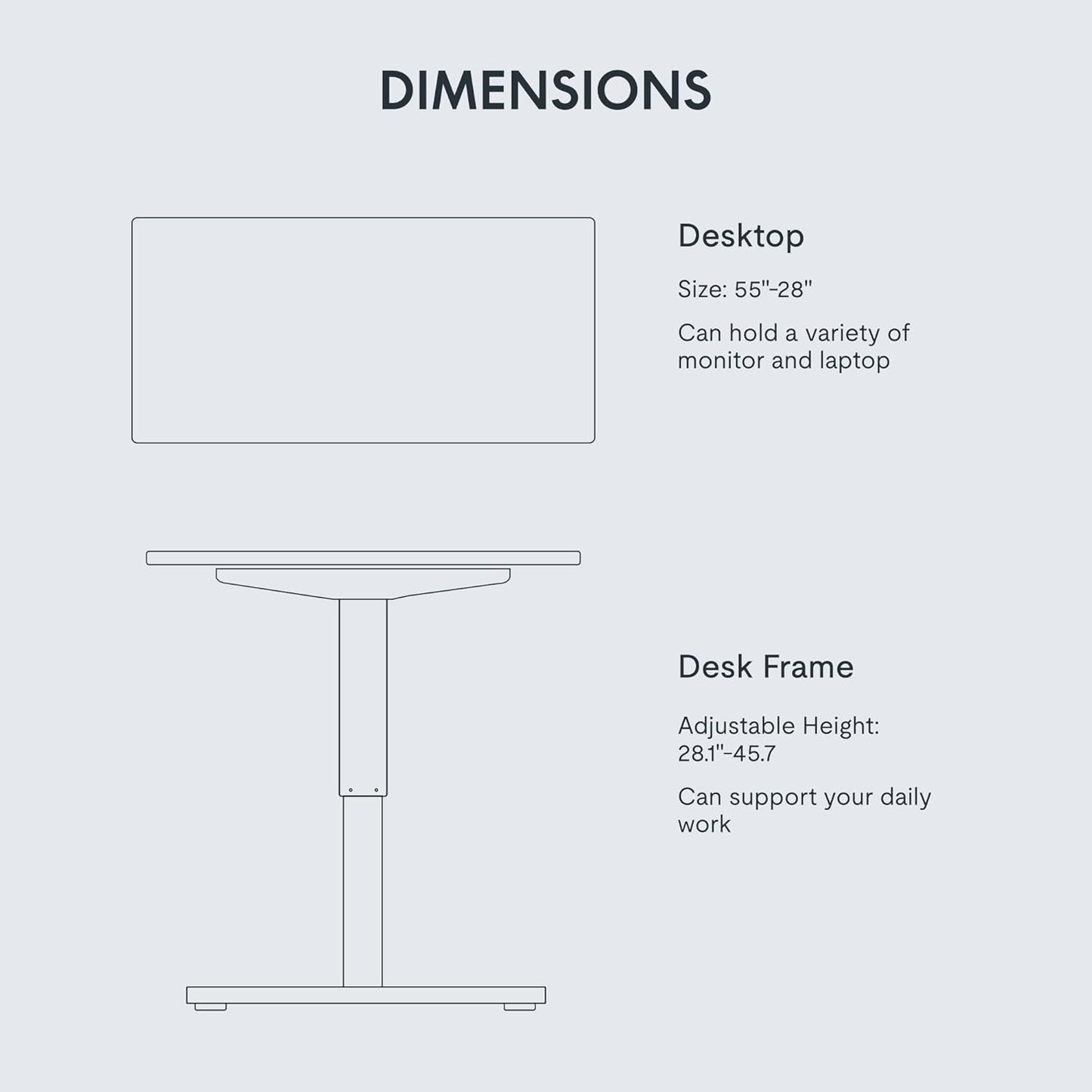 FLEXISPOT EN1 Whole Piece Standing Desk 55 x 28 Inches Stand Up Desk Workstation Home Office Computer Height Adjustable Desk (Black Frame + Marble Gray Top, 2 Packages)