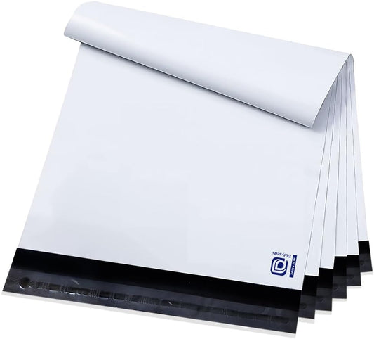 POLYSELLS 50 pcs 24x24 Inches White Poly Mailers Shipping Envelopes, Strong Adhesive Sealing, Waterproof, and Tear-resistant Postal Mailing Bags for Clothing, Books, and Accessories
