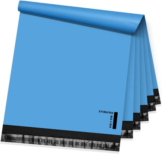 POLYSELLS 100 pcs 6x9 Inches Blue Poly Mailers Shipping Envelopes, Strong Adhesive Sealing, Waterproof, and Tear-resistant Postal Mailing Bags for Clothing, Books, and Accessories