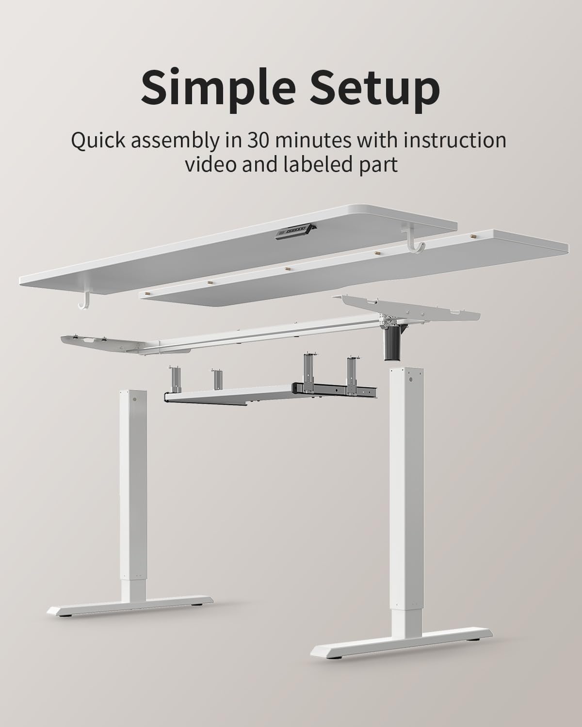 FEZIBO Standing Desk with Keyboard Tray, 40 x 24 Inch Adjustable Height Sit Stand Desk with Memory Presets for Home Office, Ergonomic Computer Workstation, White