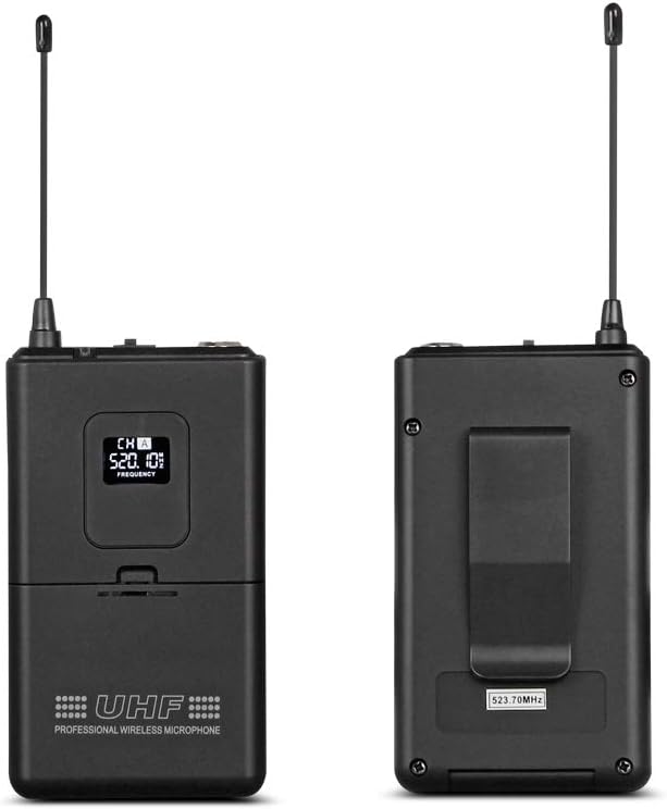 Wireless Microphone System Pro UHF 4 Channel 4 Lavalier Bodypacks 4 Lapel Mic 4 Headsets for Karaoke System Church Speaking Conference Wedding Party