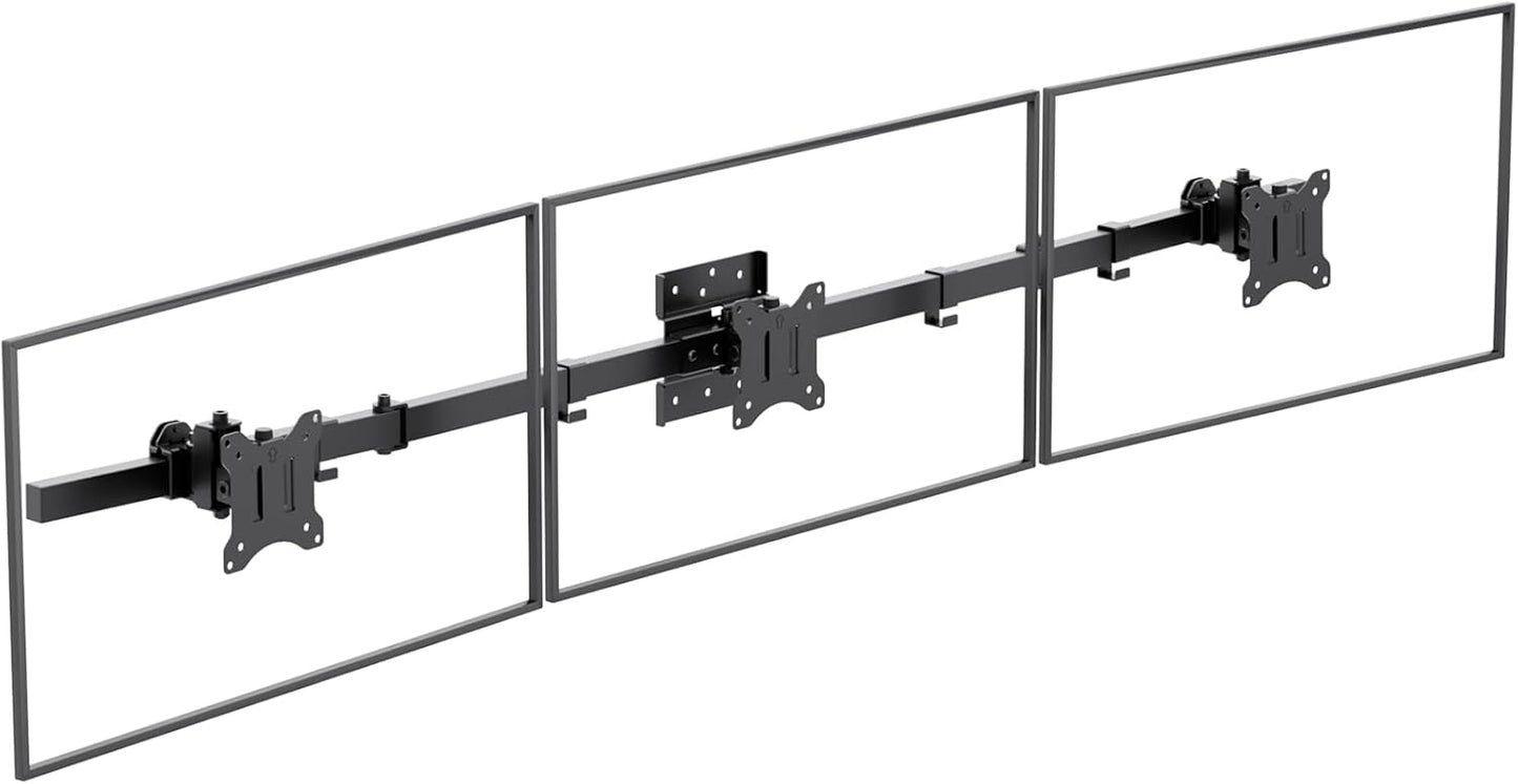 WALI Triple Monitor Wall Mount for 17 to 32 Inch, Computer Monitor Arm for 3 Screens, Swivel Tilt Wall Mount with Mounting Holes 75x75/100x100mm, Per Arm Holds Up to 15.4lbs (013ARM), Black