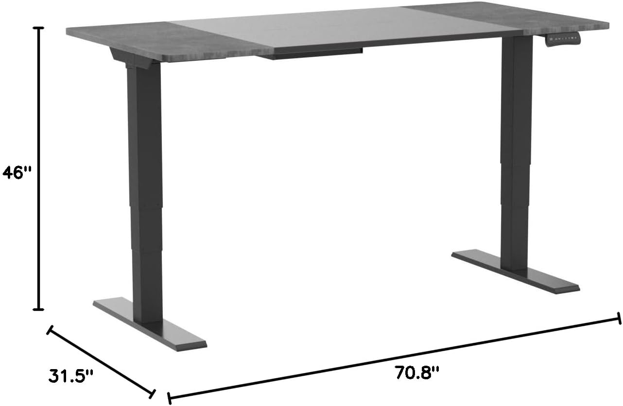 FLEXISPOT 4 Leg Standing Desk 71 x 32 Inch Electric Adjustable Height Sit Stand Desk with Splice Board Home Office Desk, Black Top + Black Frame