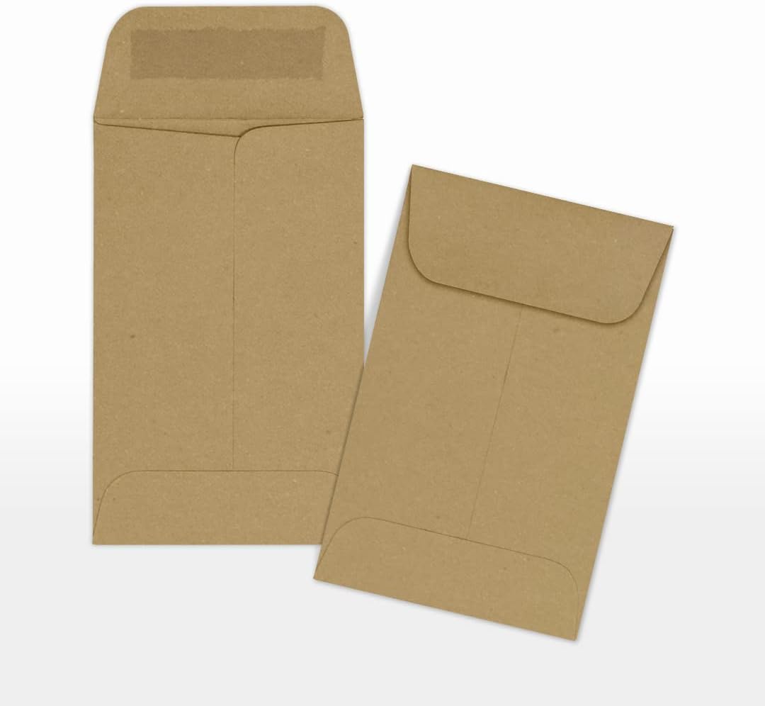 LUXPaper #1 Coin Envelopes | 2 1/4" x 3 1/2" | Grocery Bag Brown | 70lb. Text | 50 Qty