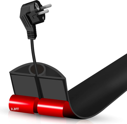 Floor Cord Cover Self Adhesive Cord Hider,3.3FT Cable Management, Extension Strip Protector for Wires, Prevent Cable Trips for Offices, Gyms, Exhibitions Cavity:0.3"(W) x 0.28"(H) Black