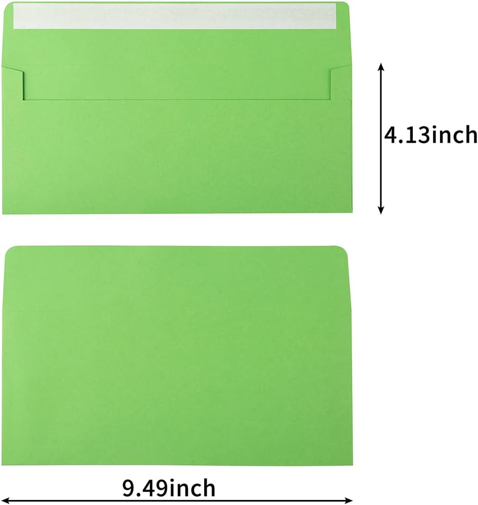 50 Pack Colorful #10 Business Envelopes Self Seal Standard Envelopes for Office Checks, Business, Letter Mailing Invoices, 4.13 x 9.49 Inches