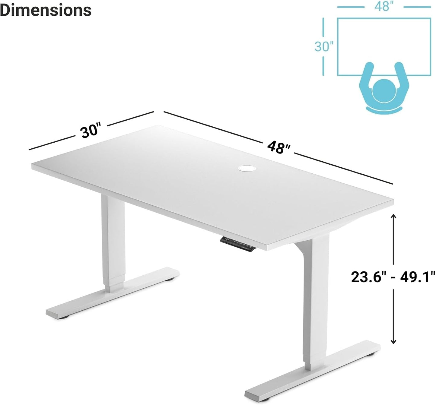 Progressive Desk Stand Up Height Adjustable Electric Standing Desk - 48" x 30" with Dual Motor, 3 Stages Sit Stand Table - Gray Oak, Black Frame