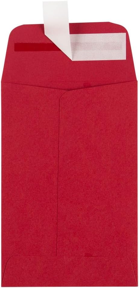 LUXPaper #4 Coin Envelopes | Peel & Press | 3'' x 4 1/2'' | Ruby Red | 80lb. Text | 250 Qty
