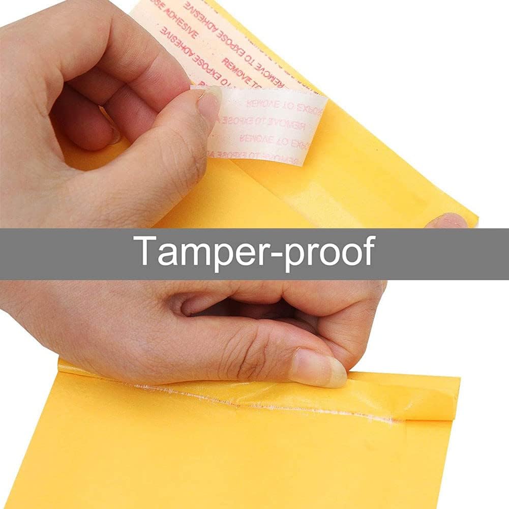 packbabol Kraft Bubble Mailers 4x8 Inch 50 Pcs,Small Self-Sealing Mail Shipping Bags,Yellow Padded Envelopes #000