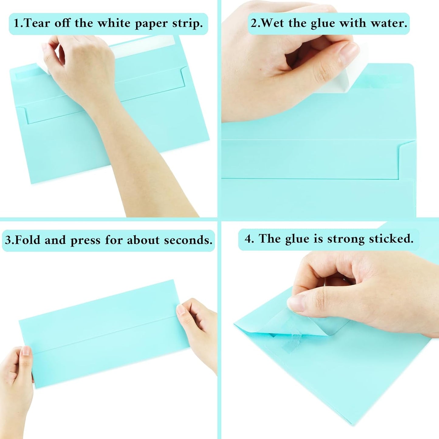 100 Pack #10 Business Envelopes, Light Blue Standard Envelopes Self Seal, Letter Size Business Mailing Envelopes for Checks Letters Invoices Statements Birthday Graduation Wedding, 4 1/8 x 9 1/2 Inch