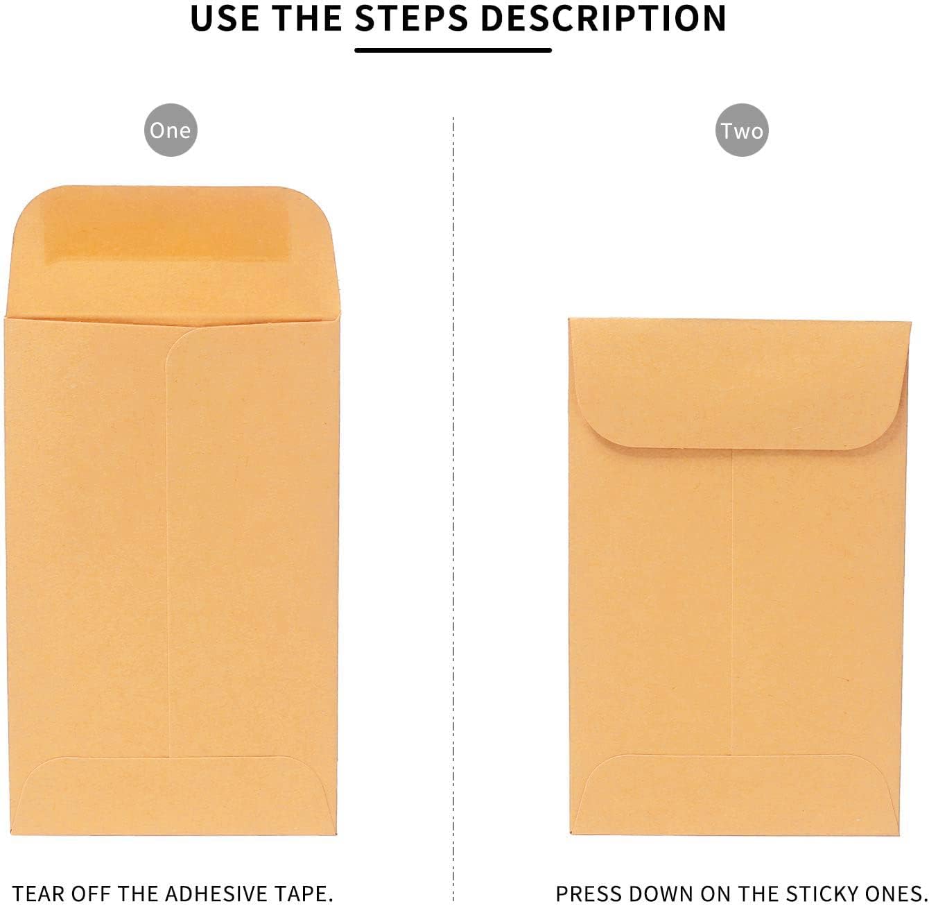 200PCS #7 Coin Envelopes 3.5x6.5 inches Brown Kraft Envelopes Classic Small Parts Gummed Flap for Coins, Cash, Credit Cards, Seeds