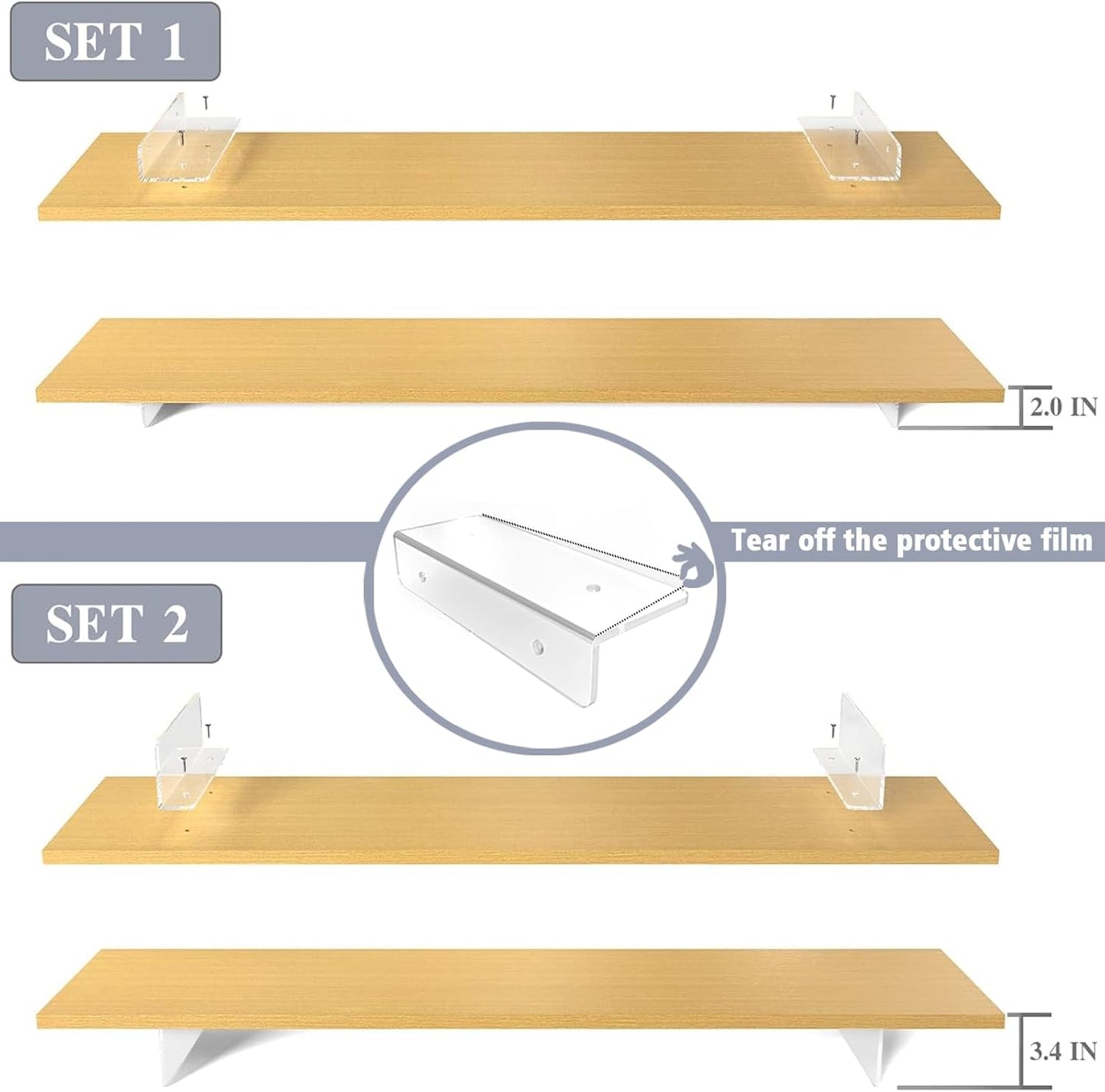 Crystal Clear Acrylic Monitor Stand,Leg levitating design Height Adjustable,Dual Monitor Riser Shelf Organizer for Desk、Home Office、Printer、TV Screen、Keyboard Storage (Nature)
