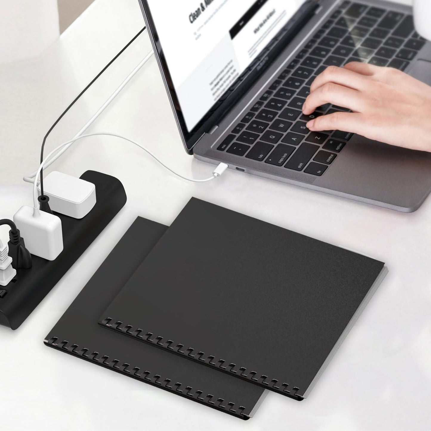 HOUYEE 100 Pack 12 Mil Poly Binding Covers,Sand Texture Binding Presentation Covers,8.5x11 Inches,Letter Size,Black,Square Corners,Un-Punched