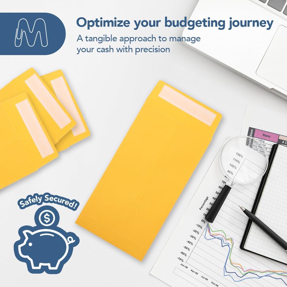 MOS #7 Gold Coin Envelopes 3.5 x 6.5 Inch 120 Pack — Self-Seal Yellow Money Envelopes for Cash, Budgeting, Savings Challenges, Seed Storage, Small Parts