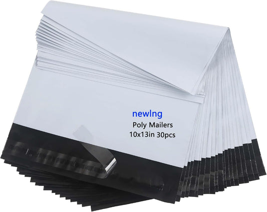 newlng Poly Mailers Shipping Bags Mailing bags 10x13"/250x350mm White Shipping Envelopes Self-sealing Adhesive Waterproof and Tear-Proof Packaging Bags poly bag for Clothing Books Gift 30pcs