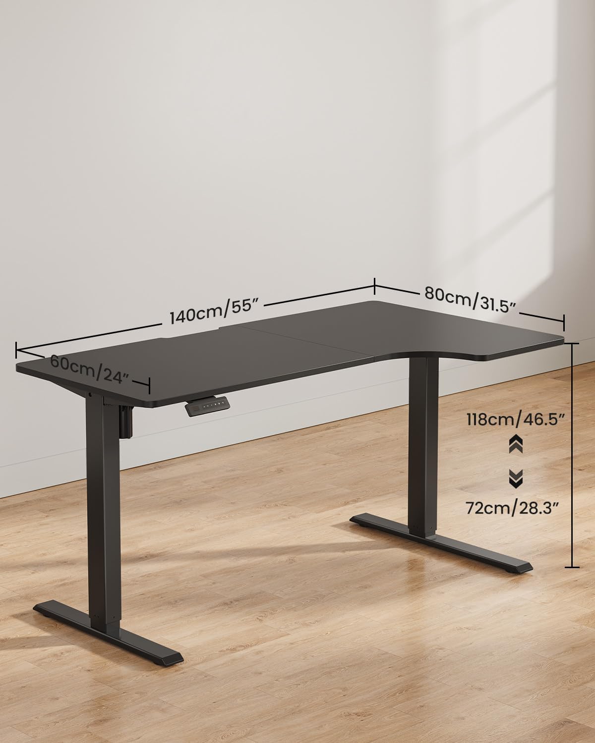 FEZIBO 55×32 inch L Shaped Electric Corner Standing Desk, 4 Memory Height Settings,Home Office & Computer Height Adjustable Table, Ergonomic Sit and Stand Up Workstation with Splice Board,Black Top