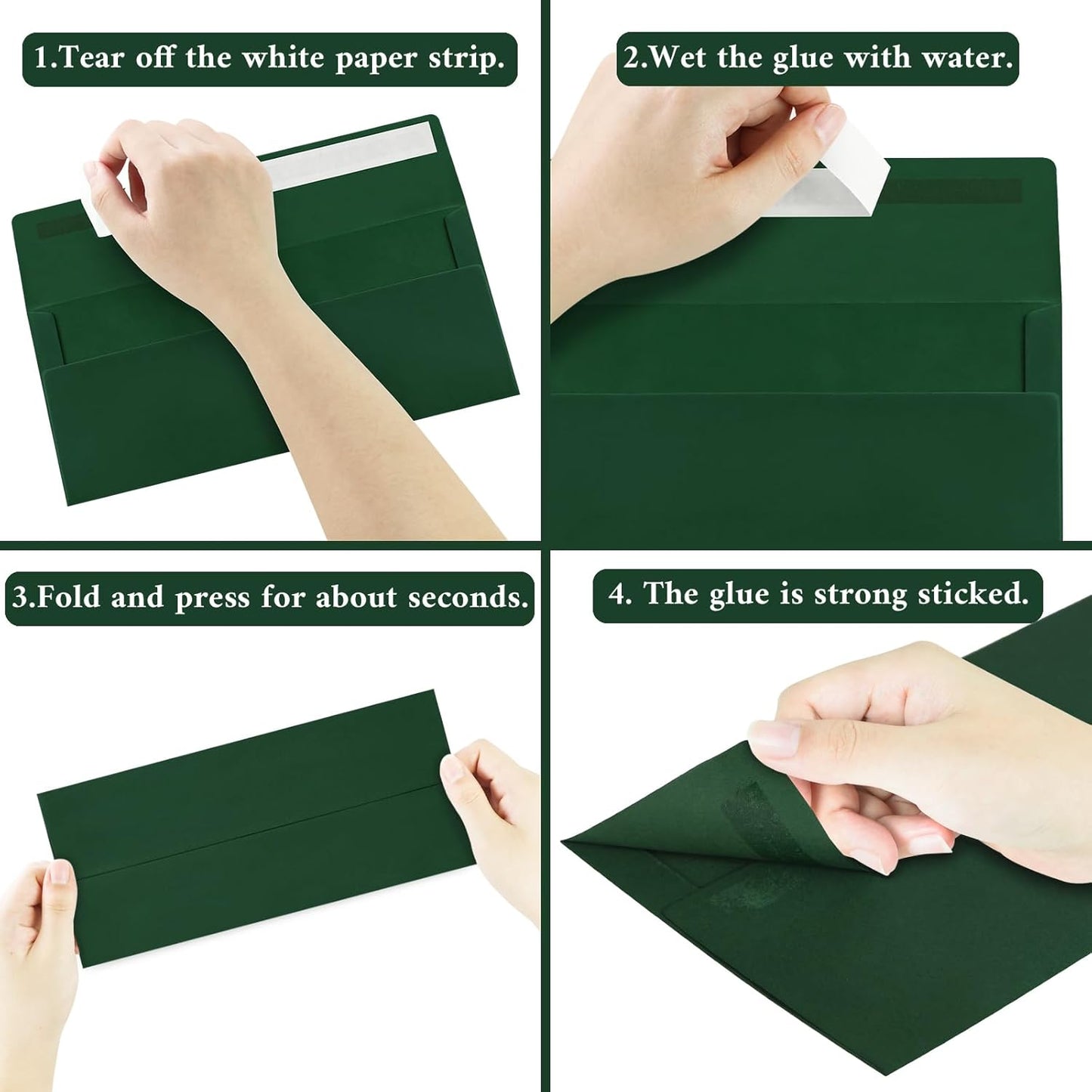 50 Pack #10 Business Envelopes, Dark Green Standard Envelopes Self Seal, Letter Size Mailing Envelopes for Checks Letters Invoices Statements Christmas Birthday Graduation Wedding, 4 1/8 x 9 1/2 Inch