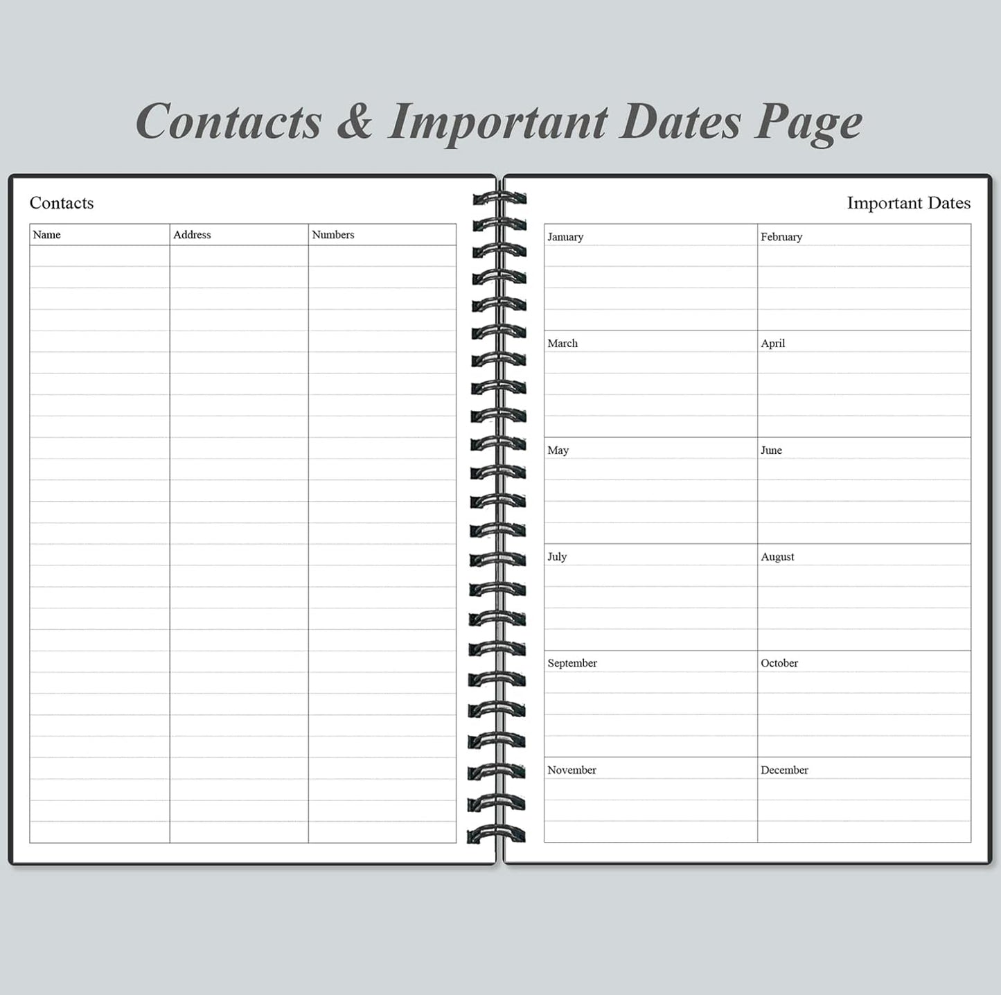 Daily Planner Undated - A5 To Do List Notebook Hourly Schedules, Spiral Appointment Planner for Women and Men, PVC Hardcover, Inner Pocket, Elastic Closure, 5.8" x 8.3", Black