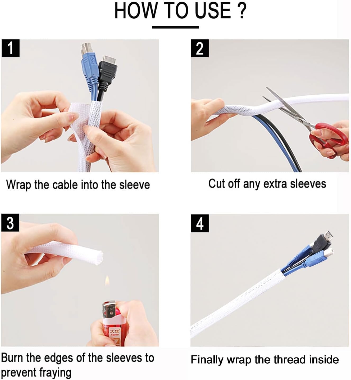 1/4" x100ft Split Sleeve Wire Loom Tubing - Cat-Proof Cord Protector for USB, Power, Audio/Video Cables | Chew-Resistant Sleeving, Easy Install, White