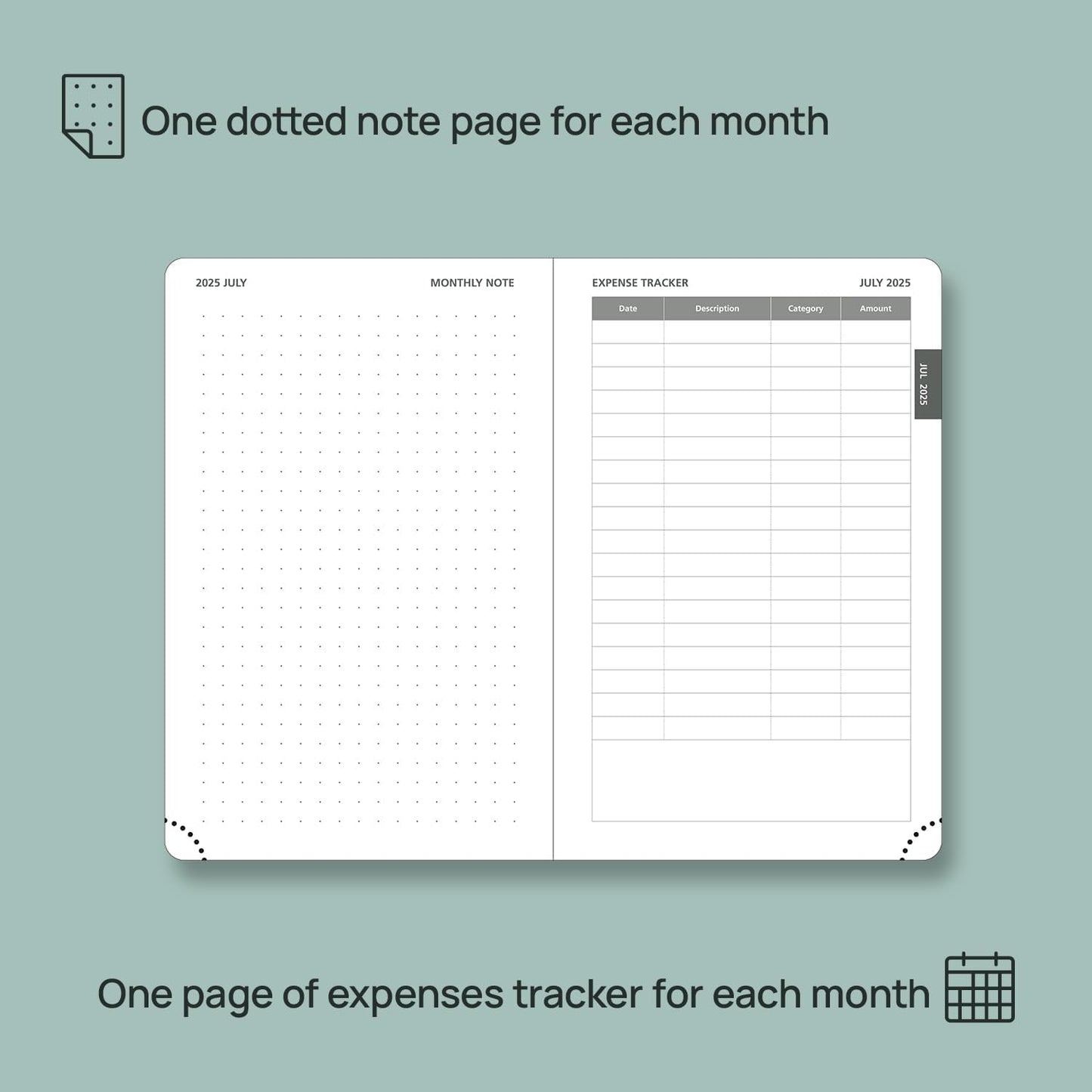 POPRUN Pocket Monthly Planner 2025-2026 (Pocket- 4''x 6.25''Soft Leather Cover) - 18 Month Calendar Book for Purse (Jul.2025-Dec.2026), 100 GSM Thick Paper - Green