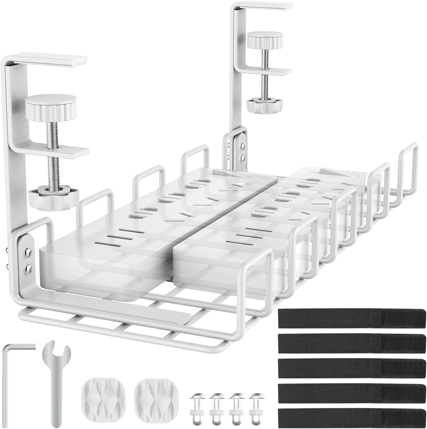 Under Desk Cable Management Tray, L 15.7''W 6.3'' No Drill Steel Desk Cable Organizers, Wire Management Tray Cable Management Rack, Desk Cable Tray Wire Organizer With Desk Cord Organizer