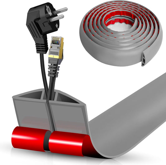 Floor Cord Cover Self Adhesive Cord Hider,10FT Cable Management, Extension Strip Protector for Wires, Prevent Cable Trips for Offices, Gyms, Exhibitions Cavity:0.47"(W) x 0.35"(H) Gray