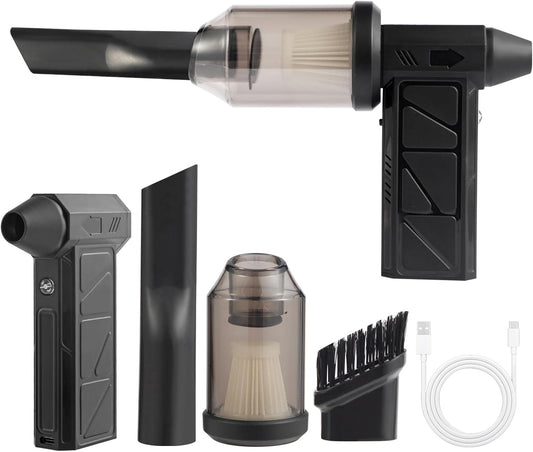 Electric Air Duster with Blow & Suction Dual Function | 150,000 RPM Brushless Motor, Type-C Rechargeable, 4 Speeds & LED Light | 8000mAh Long Battery Life | Portable Blowing and Suction Fan