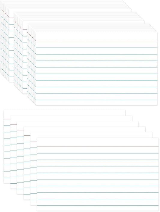 Index Cards 3x5, Ruled White Flash Cards for Studying, File Note Cards, 300 Pcs Lined Flashcards for Office and School Supplies