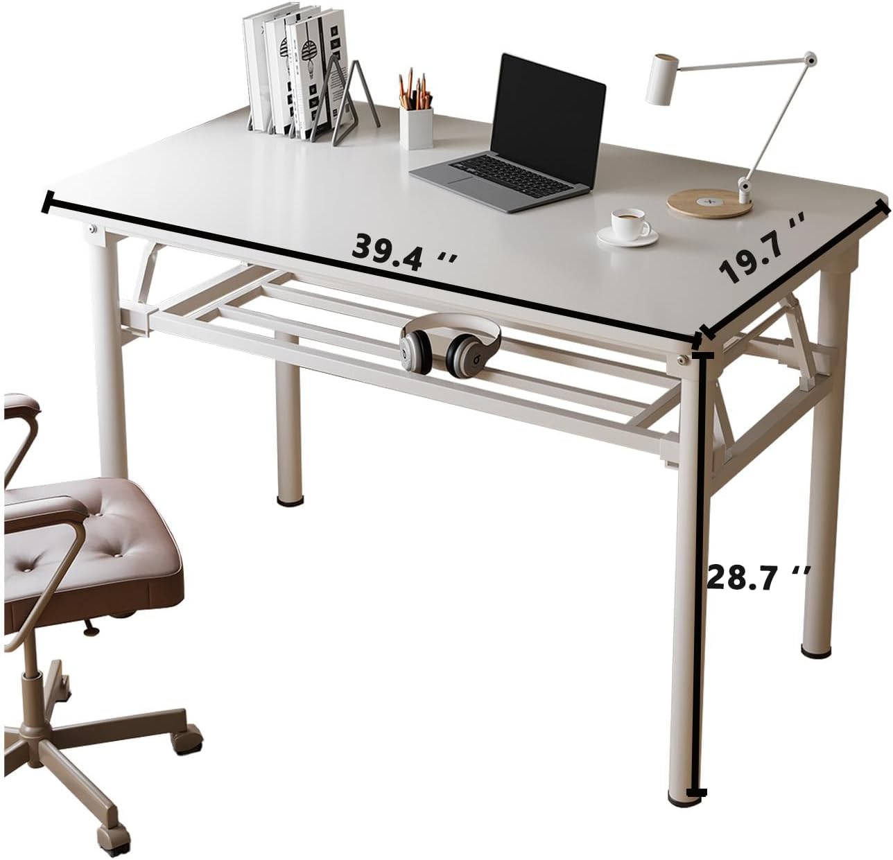 Small Folding Desk No Assembly,39.4 Inch Folding Computer Desk Small Foldable Table for Home Office.