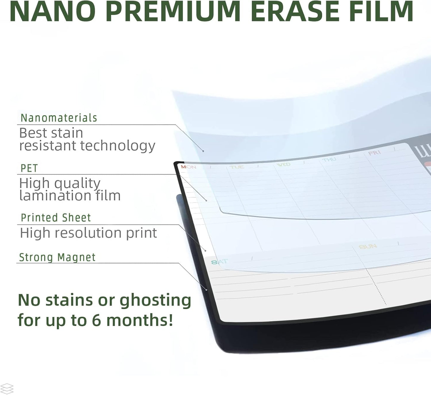Magnetic Dry Erase Monthly and Weekly Calendar - 17"x12" Monthly and Weekly Whiteboard for Fridge - 6 Extra Fine Point Markers Included - Shipped Flat