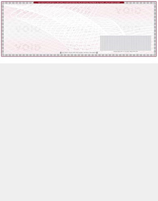 1000 Blank Check Stock - Check on Top Art Deco- Paper Weight # 70"High Security" Check Paper Grey/Red Art Deco