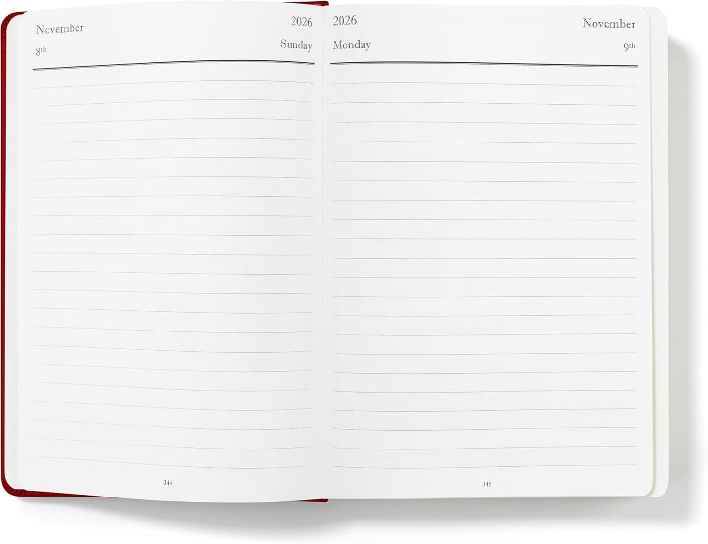 Wykeham's Executive 2026 Daily Journal Planner – US Public Holidays & Format – Customization Available (Personalized Crimson, 8.5”×5.5”)