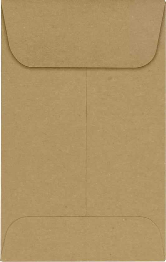 LUXPaper #1 Coin Envelopes | 2 1/4" x 3 1/2" | Grocery Bag Brown | 70lb. Text | 50 Qty
