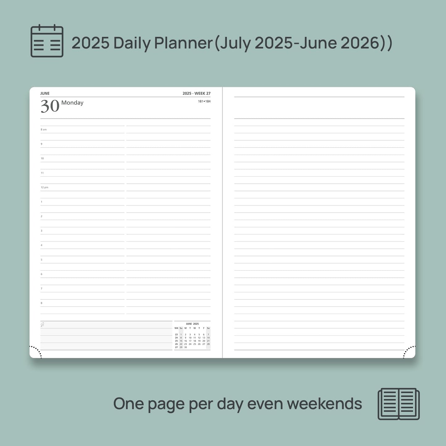 POPRUN 2025-2026 Daily Planner One Page Per Day (Large - 8.25'' x 12'') - Academic Calendar (July 2025 - June 2026), 2025 Day Appointment Book with Monthly Tabs, Hardcover - Orange