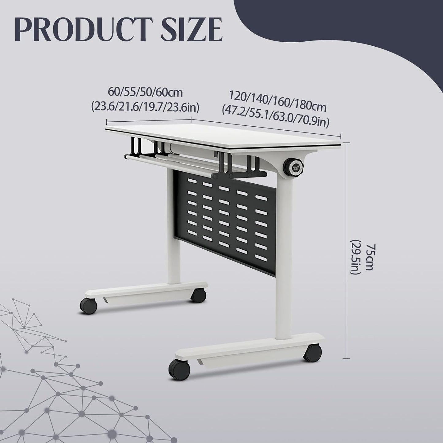 4Pack Conference Room Table, Folding Conference Table for Office Classroom, Mobile Training Tables with Casters Silent Wheels, Large Rectangular Convertible Modular Seminar Tables (L47.2in)