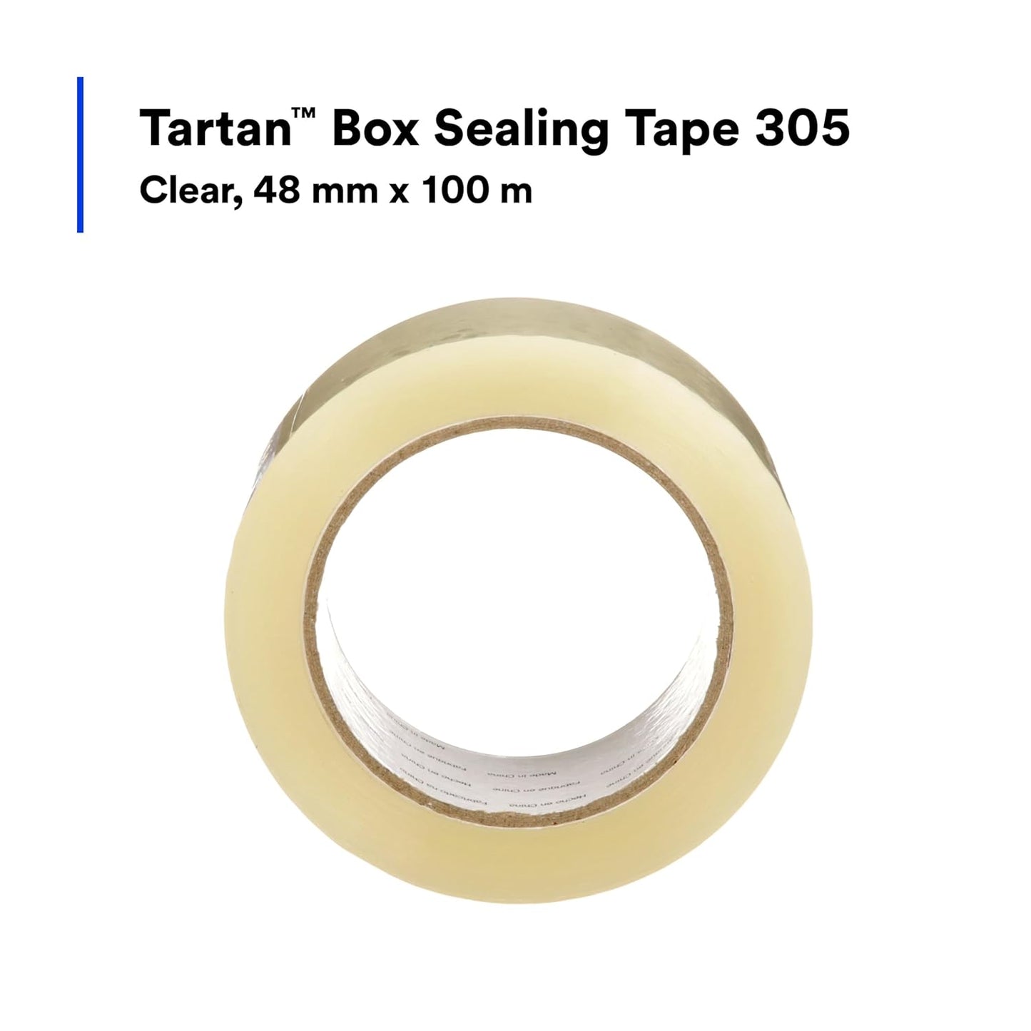 3M Tartan Box Sealing Tape 305, Clear, Light Duty, Durable, 1.88 in x 109.36 yds (48 mm x 100 m), 36 Rolls/Case