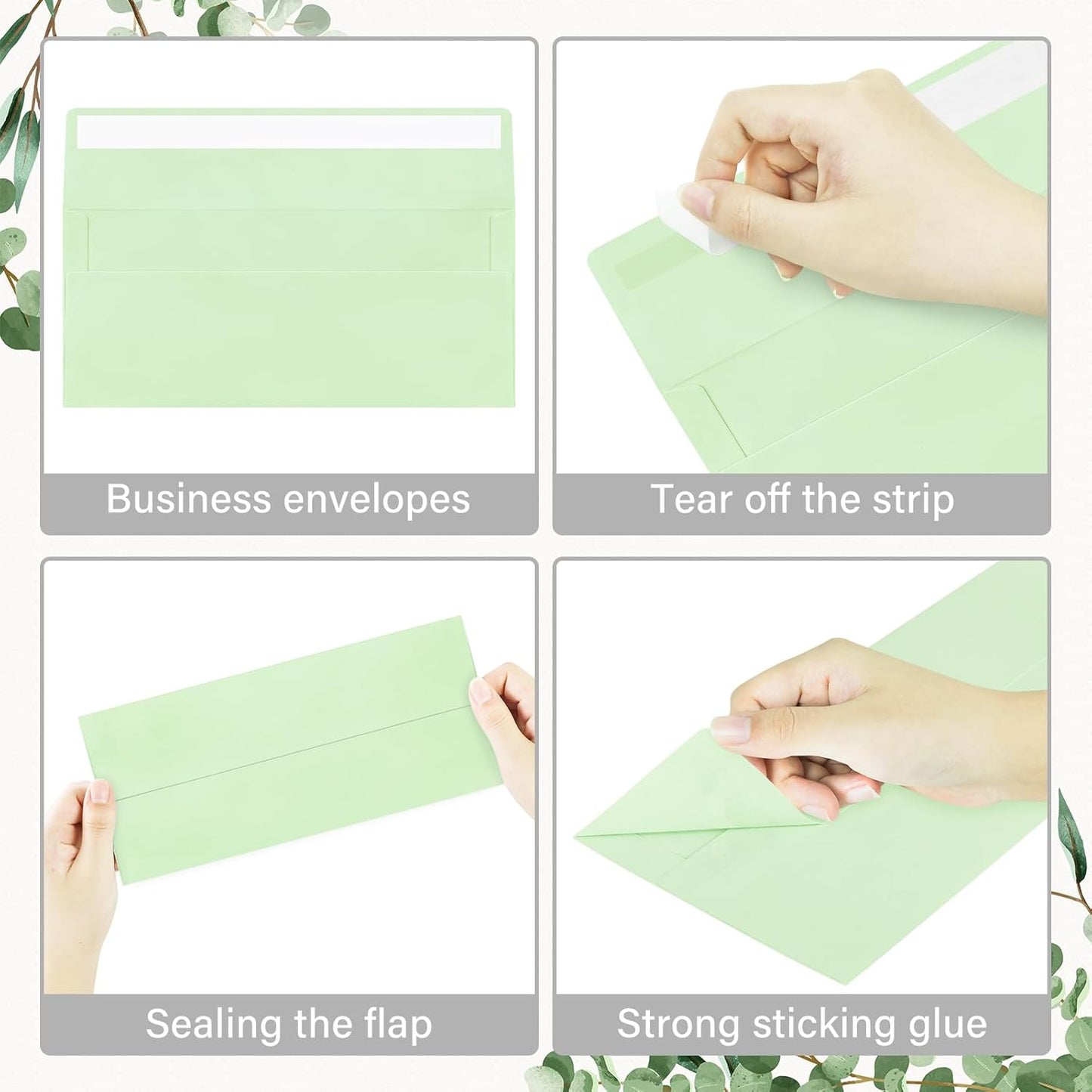 200 Pack #10 Business Envelopes, Self Seal Standard Light Green Envelopes for Secure Business & Legal Mailing, Office, Checks, Letter, Invoices, 4 1/8 x 9 1/2 Inches