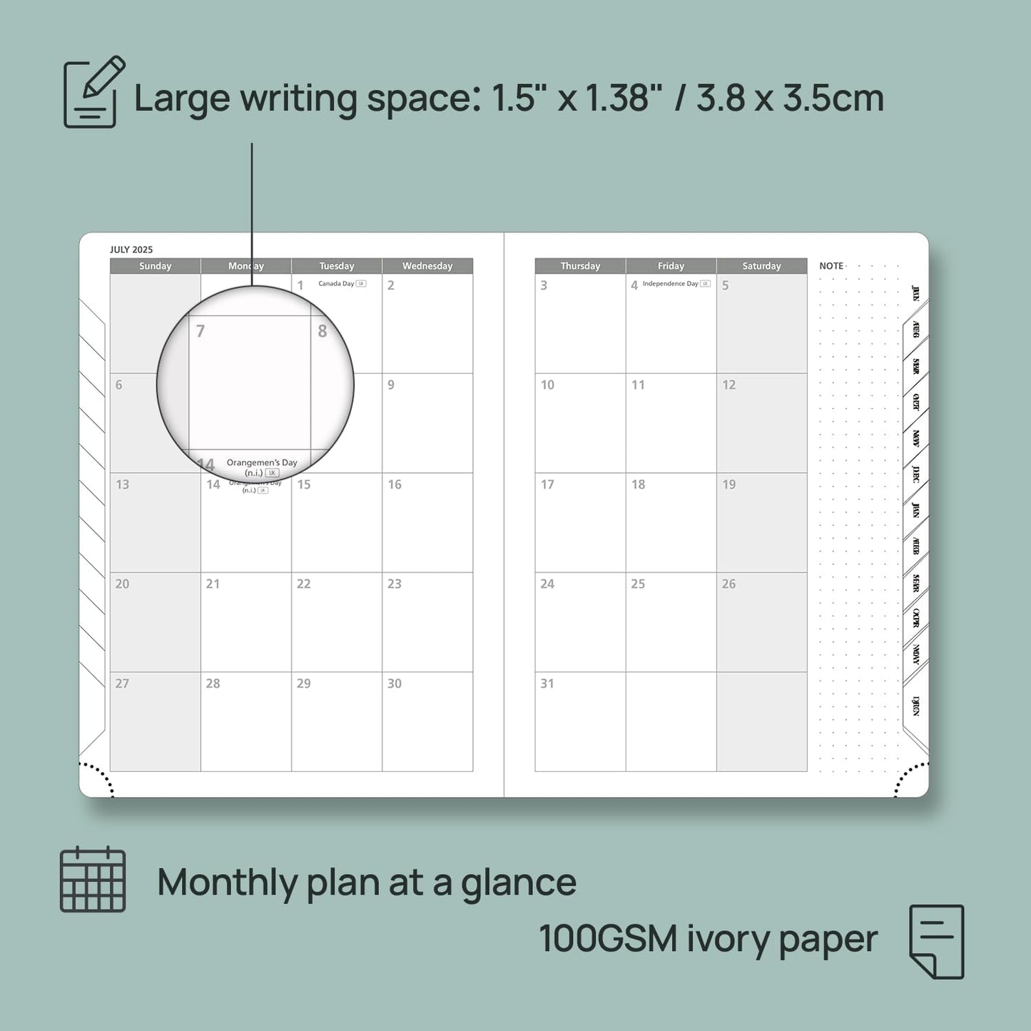 POPRUN Planner 2025-2026, (Medium 6.5'' x 8.5'' Hard Cover) Academic Calendar (July 25-June 26) Daily Weekly and Monthly Appointment Book with Hourly Time Slots, Monthly Tabs, 100 GSM - Black