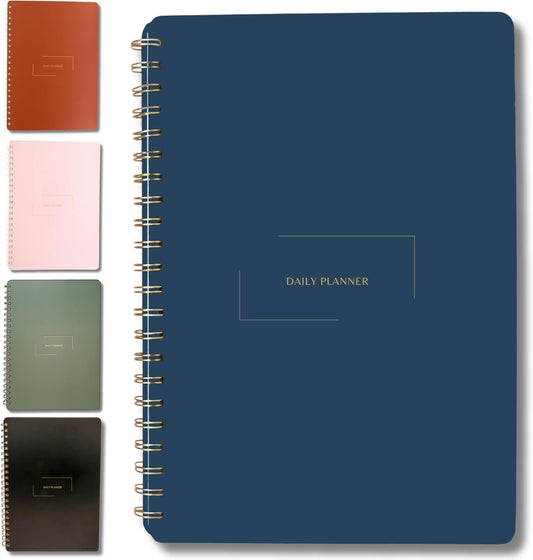 Undated Daily Planner | 8.25” x 11.75” To Do List Notebook | Work Productivity ADHD Organizer | Men and Women Planner | College Supplies | Navy | Portrait Layout