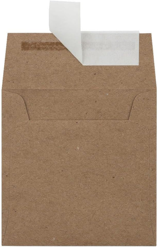 LUXPaper Square Invitation Envelopes | Peel & Press | 3 1/4" x 3 1/4" | Grocery Bag Brown | 70lb. Text | 50 Qty