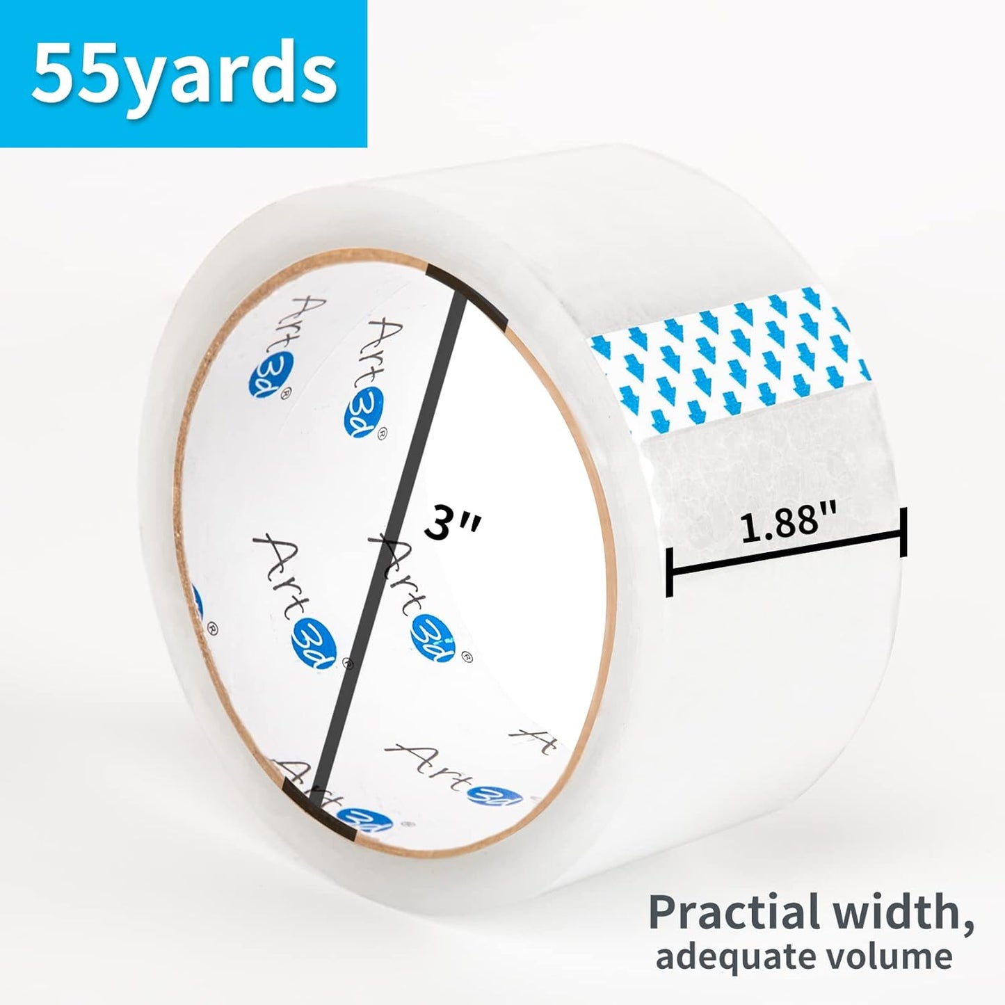 Art3d 12 Rolls Packing Tape - Clear Carton Sealing Tape Heavy Duty, 1.88" x 55 yds, 2.2 mil Thick