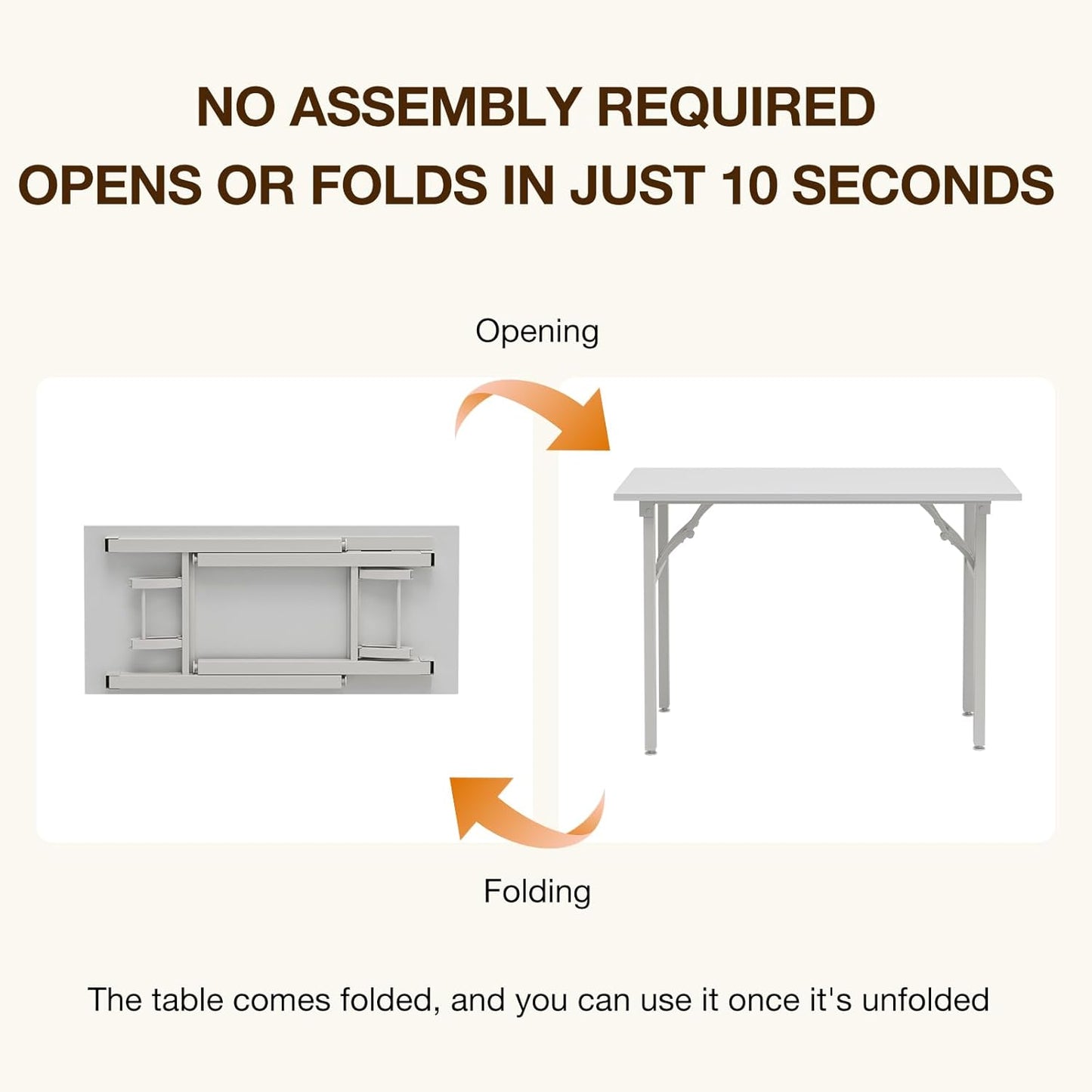 TEMI Small Computer Desk Folding Table - 43.3" Foldable Office Desk, No Assembly, Perfect for Small Spaces in Bedroom, Dorm, or Apartment, Portable Mini Desk or Study Table with Compact Design, White