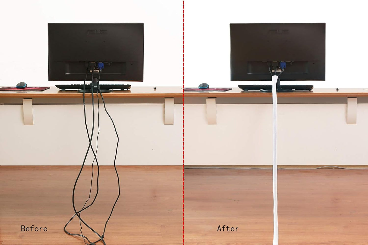 Alex Tech 25ft - 3/4 inch Cord Protector Wire Loom Tubing Cable Sleeve Split Sleeving for USB Cable Power Cord Audio Video Cable - Protect Cat from Chewing Cords - White