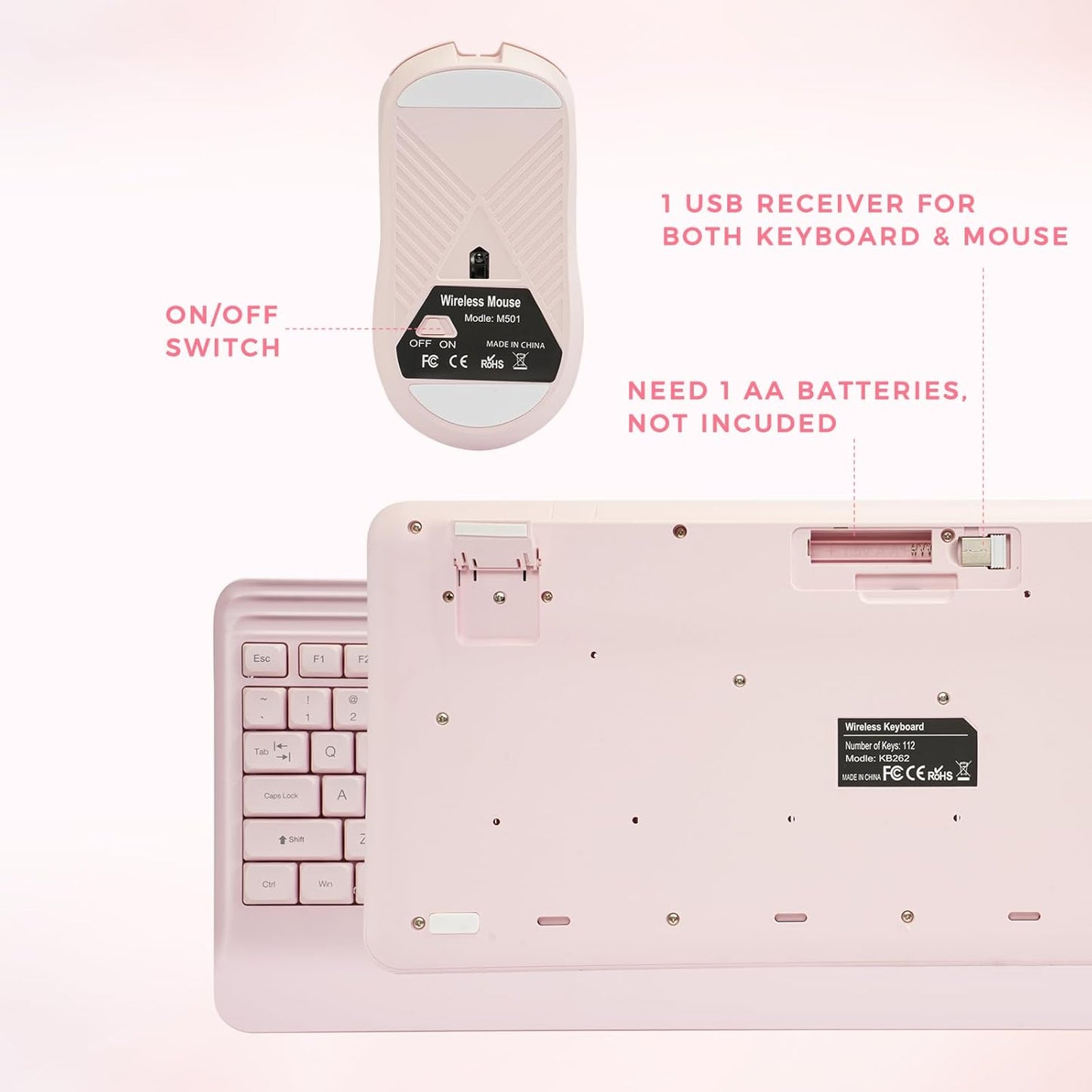 Silent Wireless Keyboard and Mouse Combo - Keyboard with Large Print Cover, 2.4GHz Full-Sized Ergonomic Keyboard with Wrist Rest and Mouse for Laptop, PC, Notebook, Desktop